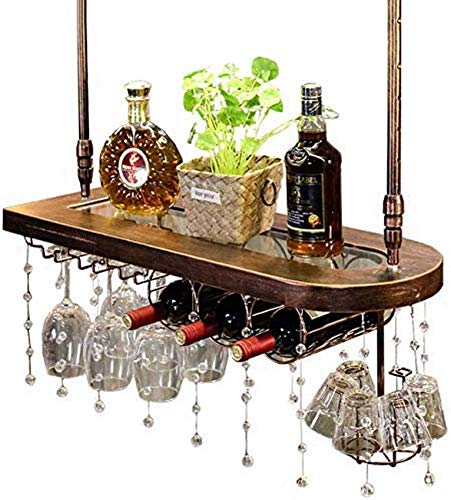 JZFOACHR Weinregal, Weinglas Rack auf den Kopf stürze Weinregal Industrie Loft Wine Glass Hanging Tasse Halter Weinflaschen Rack Floating Weinregal und Glasregal (A-39.4 * 11 Zoll) von JZFOACHR