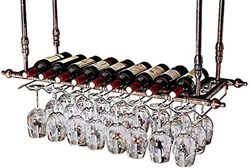 JZFOACHR Weinregale, Weinhalter Retro Deckentyp Weinregal Weinflaschenhalter Weinglasregal Verstellbare Höhenregal Becher Stammgeschütze/schwimmendes Weinregal/hängende Weinhalter (59 * 11,8 Zoll) von JZFOACHR