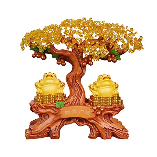 Kristallbaum 14.17/16,92 Zoll Kristall Fortune Tree Home Office Desktop Dekoration Crystal Fortune Tree Feng Shui Baum Goldener Kröte Geldbaum Edelsteinbaum (Größe: B) von JZFOACHR