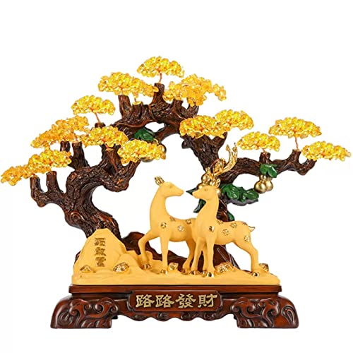 Kristallbaum Kristallbaum Glück Hirsch Geldbaum Citrin Feng Shui Fortune Tree Office Store Umzug und Eröffnung Geschenk Edelsteinbaum (klein) von JZFOACHR