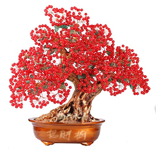Kristallbaum Rubin Big Crystal Money Tree Feng Shui Ornament Premium Tree of Life Home Tisch Vermögen Kunstwerk Hauswarming Geschenke （rot） Feng Shui Ornamente von JZFOACHR