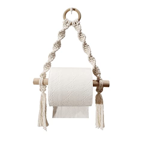 Küchenpapierrollenhalter Toilettenpapierhalter Handgewebte Papierrollenhalter Toilettenpapierpapier Badezimmerpapier Rollregal (Farbe: Braun, Größe: 20x24 cm) von JZFOACHR