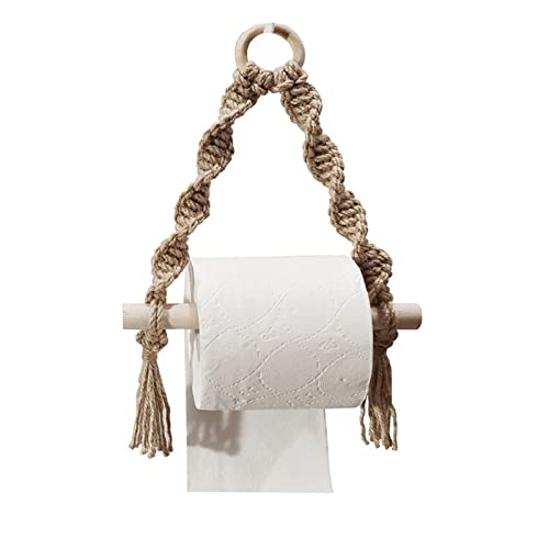 Küchenpapierrollenhalter Toilettenpapierhalter Handgewebte Papierrollenhalter Toilettenpapierpapier Badezimmerpapier Rollregal (Farbe: Braun, Größe: 20x24 cm) von JZFOACHR