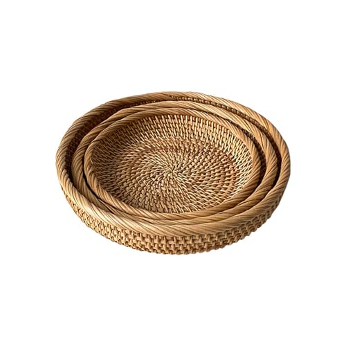 Rattan Service Tablett handgefertigtes Rattan Aufbewahrung Haushalt Wohnzimmer getrocknete Obst Snacks Konditor Picknick Fruchtkorb Restaurant Gourmetplatte von JZFOACHR
