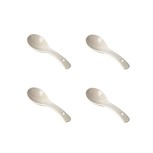 Teelöffel 4 PCs Keramik kleine Suppe Löffel Haushalt lang Griff Suppe einfach kreative kreative kleine Löffelbrei Löffel Löffel Löffel Löffel für Zuhause, Küche (Farbe: a) von JZFOACHR