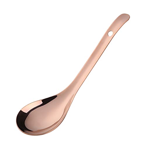 Teelöffel Reislöffel langes Griff Suppe Brei Rice Scoop Löffel Geschirr Küchenwerkzeuge Tischgeschirr Home Flatware Löffel für Zuhause, Küche (Farbe: Roségold Reisschaufel) von JZFOACHR
