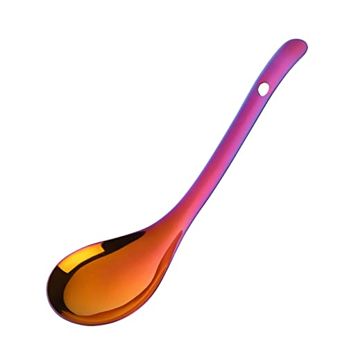 Teelöffel Reislöffel langes Griff Suppe Brei Rice Scoop Löffel Geschirr Küchenwerkzeuge Tischgeschirr Home Flatware Löffel für Zuhause, Küche (Farbe: Silber Reisschaufel) von JZFOACHR