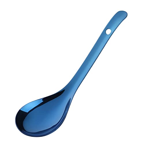 Teelöffel Reislöffel langes Griff Suppe Brei Rice Scoop Löffel Geschirr Küchenwerkzeuge Tischgeschirr Home Flatware Löffel für Zuhause, Küche (Farbe: Silber Reisschaufel) von JZFOACHR
