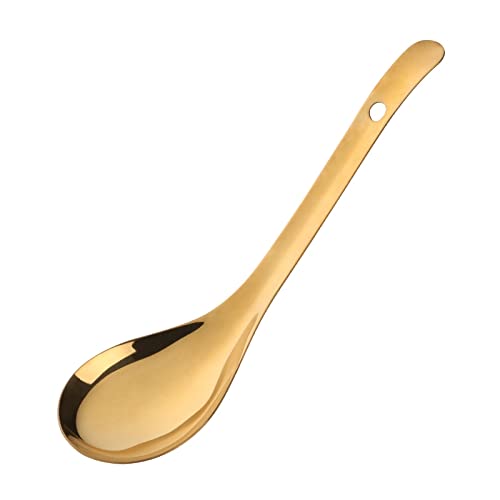 Teelöffel Reislöffel langes Griff Suppe Brei Rice Scoop Löffel Geschirr Küchenwerkzeuge Tischgeschirr Home Flatware Löffel zu Hause, Küche (Farbe: Gold Reisschaufel) von JZFOACHR