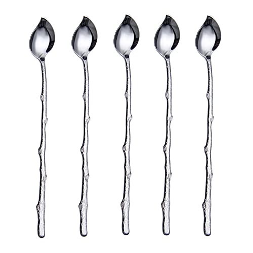 Teelöffel elegantes Temperament Edelstahl kreativer Löffel Löffel Cocktail Mischlöffel Backkochgeschirr Ei Tee Sahne Schaufel Flätses Löffel für Zuhause, Küche (Farbe: D, Größe: groß) von JZFOACHR