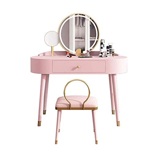 Waschtischbänke Eitelkeitstisch mit Spiegel und gepolstertem Hocker, Schminktisch, multifunktionales Schlafzimmer nordischer moderner Schminktisch für Zuhause, Zimmer (Farbe :) (Farbe: Blau) () von JZFOACHR