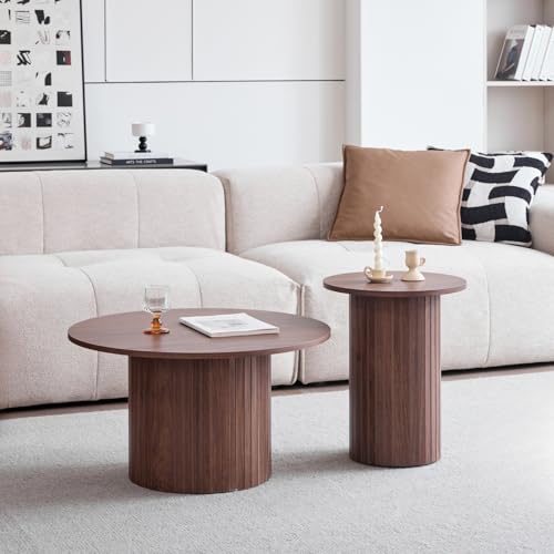 JZGORC 2er-Set Moderner Runder Couchtisch, Römische Säulenbasis, Runder Sofa-Beistelltisch im Landhausstil, Geeignet für Wohnzimmer, Büro – Dunkelbraun JZGORC 2er-Set Moderner Runder Couchtisch, Römische Säulenbasis, Runder Sofa-Beistelltisch im Landhausstil, Geeignet für Wohnzimmer, Büro – Dunkelbraun von JZGORC