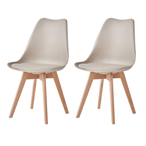 JZGORC 2er Set Modernes Esszimmerstühle, Küchenstühle mit Polsterung und Buchenbeinen für Schlafzimmer, Wohnzimmer, Esszimmer, Küche – Khaki von JZGORC