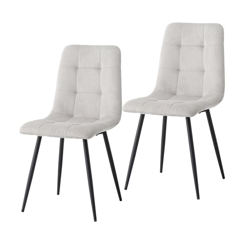 JZGORC 2er-Set Nordischer Esszimmerstuhl, Niederländischer Küchenstuhl aus Cord, Schwarze Metallbeine, Sitzfläche und Rückenlehne aus Hochdichtem Schwamm, Geeignet für Wohnzimmer, Küche – Hellgrau JZGORC 2er-Set Nordischer Esszimmerstuhl, Niederländischer Küchenstuhl aus Cord, Schwarze Metallbeine, Sitzfläche und Rückenlehne aus Hochdichtem Schwamm, Geeignet für Wohnzimmer, Küche – Hellgrau von JZGORC