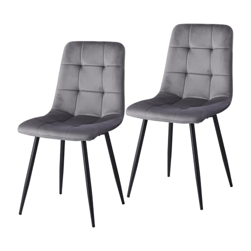 JZGORC 2er-Set Nordischer Esszimmerstuhl, Niederländischer Küchenstuhl aus Samt, Schwarze Metallbeine, Sitzfläche und Rückenlehne aus Hochdichtem Schwamm, Geeignet für Wohnzimmer, Küche – Dunkelgrau JZGORC 2er-Set Nordischer Esszimmerstuhl, Niederländischer Küchenstuhl aus Samt, Schwarze Metallbeine, Sitzfläche und Rückenlehne aus Hochdichtem Schwamm, Geeignet für Wohnzimmer, Küche – Dunkelgrau von JZGORC