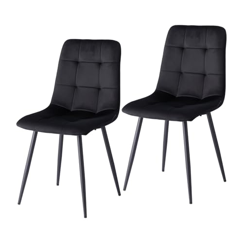 JZGORC 2er-Set Nordischer Esszimmerstuhl, Niederländischer Küchenstuhl aus Samt, Schwarze Metallbeine, Sitzfläche und Rückenlehne aus Hochdichtem Schwamm, Geeignet für Wohnzimmer, Küche – Schwarz JZGORC 2er-Set Nordischer Esszimmerstuhl, Niederländischer Küchenstuhl aus Samt, Schwarze Metallbeine, Sitzfläche und Rückenlehne aus Hochdichtem Schwamm, Geeignet für Wohnzimmer, Küche – Schwarz von JZGORC