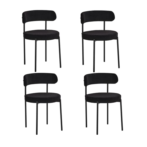 JZGORC 4er Set Esszimmerstuhl, Teddy-Samt-Polsterstuhl, Geeignet für Esszimmer, Wohnzimmer, Schlafzimmer, Konferenzraum – Schwarz von JZGORC