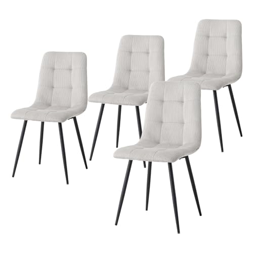 JZGORC 4er-Set Nordischer Esszimmerstuhl, Niederländischer Küchenstuhl aus Cord, Schwarze Metallbeine, Sitzfläche und Rückenlehne aus Hochdichtem Schwamm, Geeignet für Wohnzimmer, Küche – Hellgrau JZGORC 4er-Set Nordischer Esszimmerstuhl, Niederländischer Küchenstuhl aus Cord, Schwarze Metallbeine, Sitzfläche und Rückenlehne aus Hochdichtem Schwamm, Geeignet für Wohnzimmer, Küche – Hellgrau von JZGORC