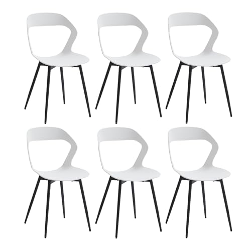 JZGORC 4er Set Nordisches Esszimmerstuhl, Küchenstuhl, Mit Metallbeinen, Großes Hohlrücken-Design, Geeignet für Wohnzimmer, Esszimmer, Freizeitzimmer – Weiß + Schwarz von JZGORC