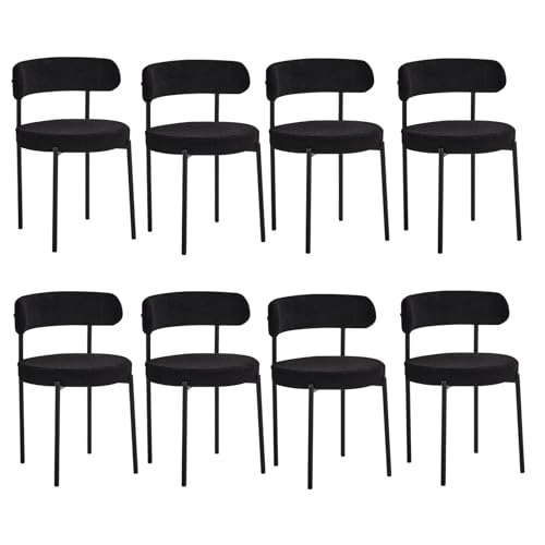 JZGORC 8er Set Esszimmerstuhl, Teddy-Samt-Polsterstuhl, Geeignet für Esszimmer, Wohnzimmer, Schlafzimmer, Konferenzraum – Schwarz von JZGORC