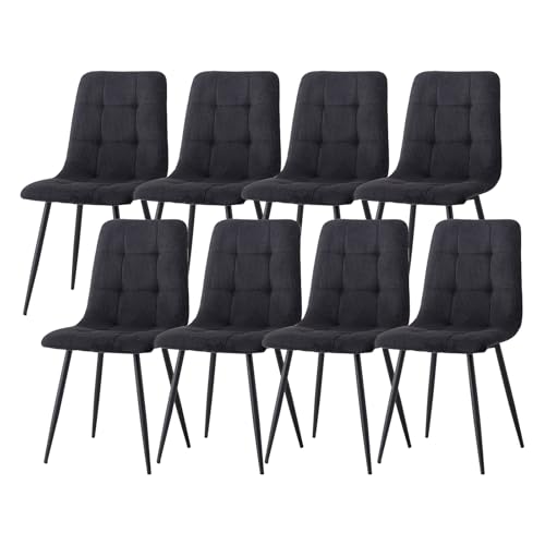 JZGORC 8er-Set Nordischer Esszimmerstuhl, Niederländischer Küchenstuhl aus Cord, Schwarze Metallbeine, Sitzfläche und Rückenlehne aus Hochdichtem Schwamm, Geeignet für Wohnzimmer, Küche – Schwarz JZGORC 8er-Set Nordischer Esszimmerstuhl, Niederländischer Küchenstuhl aus Cord, Schwarze Metallbeine, Sitzfläche und Rückenlehne aus Hochdichtem Schwamm, Geeignet für Wohnzimmer, Küche – Schwarz von JZGORC