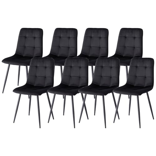 JZGORC 8er-Set Nordischer Esszimmerstuhl, Niederländischer Küchenstuhl aus Samt, Schwarze Metallbeine, Sitzfläche und Rückenlehne aus Hochdichtem Schwamm, Geeignet für Wohnzimmer, Küche – Schwarz JZGORC 8er-Set Nordischer Esszimmerstuhl, Niederländischer Küchenstuhl aus Samt, Schwarze Metallbeine, Sitzfläche und Rückenlehne aus Hochdichtem Schwamm, Geeignet für Wohnzimmer, Küche – Schwarz von JZGORC