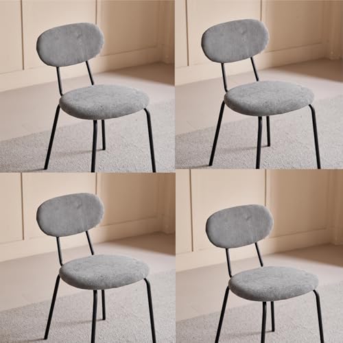 JZGORC Esszimmerstuhl 4er Set, Stapelbarer Küchenstuhl, Moderner Gepolsterter Esszimmerstühle mit Schwarzen Metallbeinen für Wohnzimmer, Esszimmer, Küche, Schlafzimmer – Dunkelgrau von JZGORC