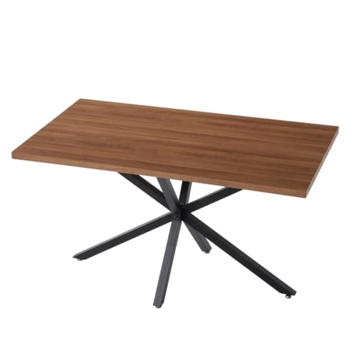 JZGORC Moderner Rechteckiger Esstisch, Nordischer Esstisch mit MDF-Tischplatte, Esstisch mit Schwarzen Metallbeinen, Esstisch für Wohnzimmer oder Küche, 140 * 78 * 77 cm – Dunkle Eiche von JZGORC