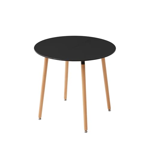 JZGORC Moderner Runder Esstisch, Küchentisch für 2–4 Personen, Esstisch mit Buchenbeinen und Verstellbarem Gummiring, 80 x 80 x 75 cm - Schwarz JZGORC Moderner Runder Esstisch, Küchentisch für 2–4 Personen, Esstisch mit Buchenbeinen und Verstellbarem Gummiring, 80 x 80 x 75 cm - Schwarz von JZGORC