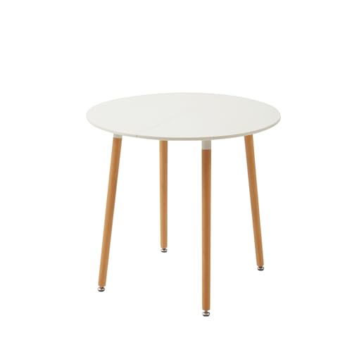 JZGORC Moderner Runder Esstisch, Küchentisch für 2–4 Personen, Esstisch mit Buchenbeinen und Verstellbarem Gummiring, 80 x 80 x 75 cm - Weiß JZGORC Moderner Runder Esstisch, Küchentisch für 2–4 Personen, Esstisch mit Buchenbeinen und Verstellbarem Gummiring, 80 x 80 x 75 cm - Weiß von JZGORC