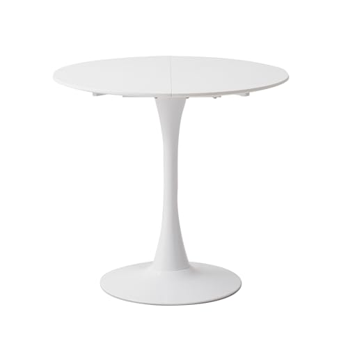 JZGORC Runder Esstisch, Moderner Lässiger Esstisch, Geeignet für 4–6 Personen, Rerfekt für Wohnzimmer, Esszimmer, Küche, Café - Weiß - 110cm von JZGORC