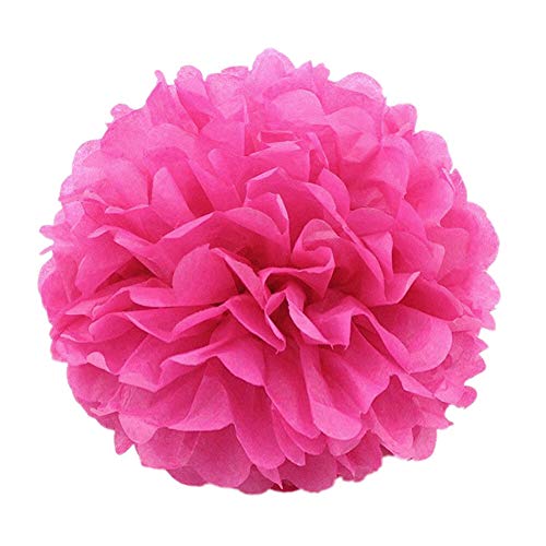 JZK 10 Stück 25cm Fuchsie Pompons aus Seidenpapier Pompom pom poms pon pon Dekorationszubehör für Hochzeit, Geburtstag, Taufe, Kommunion, hängende Dekoration für Mädchenzimmer und Party von JZK