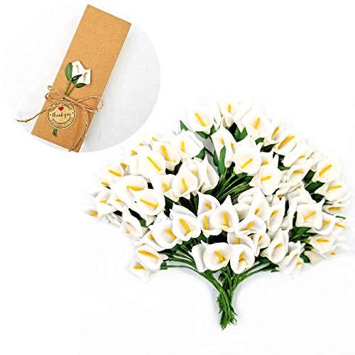 JZK 144x Weiß kleine Calla künstliche Blumen Mini Schaum Kunstblumen für Handwerk Favour Box Geschenkbox Karte Zubehör, Dekoration für Hochzeit Geburtstag Party Festival von JZK