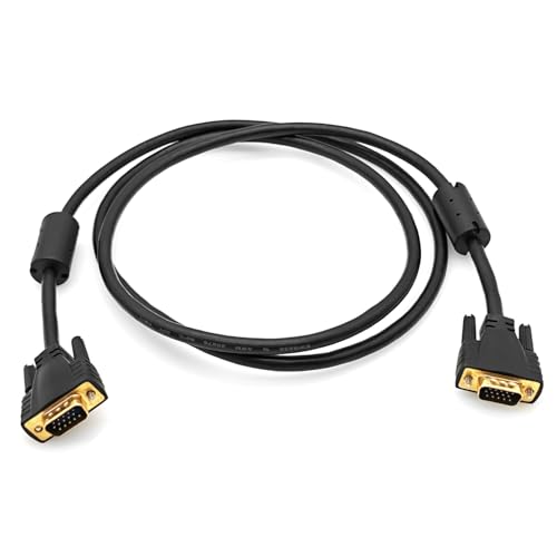 JZK 1,5 m 1080P HD VGA-Monitorkabel mit Ferritkernen, doppelt vergoldetem 15-poligem D-Sub, doppeltem VGA-Stecker auf Stecker-Kabel für Laptop, PC, Projektor, Laptop, HDTV von JZK