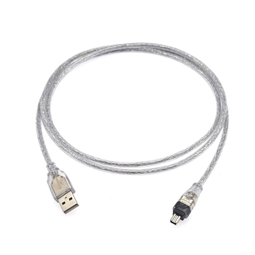 JZK 1,5 m IEEE 1394 4-poliges auf USB 2.0-Stecker Firewire-Kabel, Firewire-auf-USB-Adapterkabel-Konverterkabel für die digitale Videokamera Sony DCR-TRV75E DV Mini-DV D8 von JZK