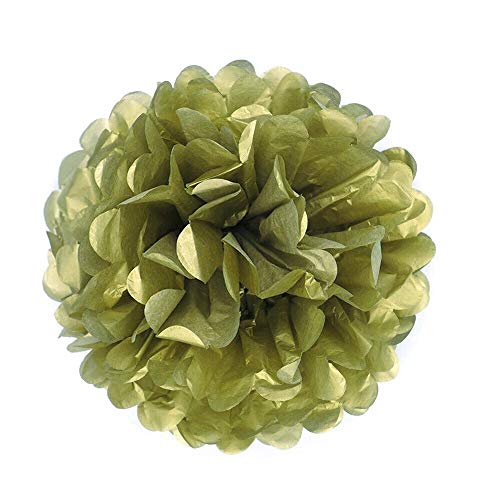 JZK 10 x Pom Pom Pompom Pompon, 25cm Durchmesser, Seidenpapier hängende Blume Dekoration Zubehör für Hochzeit Geburtstag Graduierung Taufe Kinder Party Weihnachten Halloween, Gold von JZK