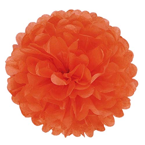 JZK 10 x Pompoms Pompons, 25cm Durchmesser, Seidenpapier blume Dekoration für Wohnzimmer Hochzeit Geburtstag Babyparty Kinder Party Weihnachten Silvester, Orange von JZK