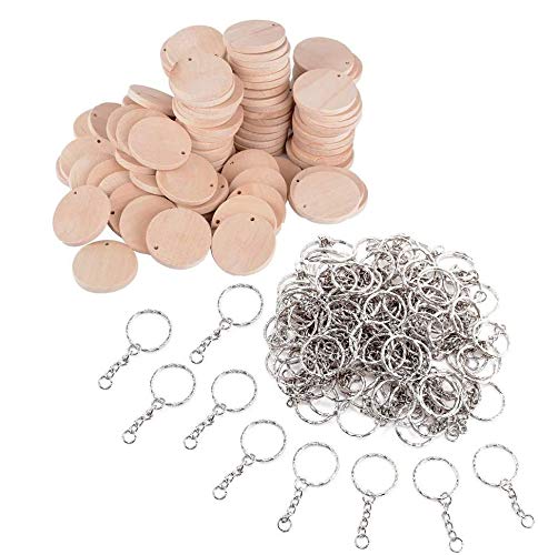 JZK 100 x Klein Runde Holzscheiben Runde Holz 3,5 cm mit Löchern und Schlüsselringe für Handwerk, Holzanhänger für die Pyrographie Hochzeit Party begünstigt Geschenk Weihnachten Baum Dekorationen JZK 100 x Klein Runde Holzscheiben Runde Holz 3,5 cm mit Löchern und Schlüsselringe für Handwerk, Holzanhänger für die Pyrographie Hochzeit Party begünstigt Geschenk Weihnachten Baum Dekorationen von JZK