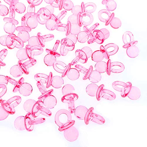 JZK 100 x Mini Deko Schnuller Tischdeko Konfetti Dekoration Confetti Mitgebsel Gastgeschenke für Taufe Babyparty Geburtstag Kinder, rosa von JZK