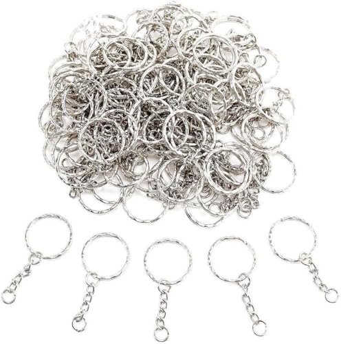 JZK 100x Split Metall Schlüsselringe 25mm mit Gliederkette + Mini offener Sprung Ringe für Auto, Haus, Arbeit DIY Handwerk Projekte, Silber. JZK 100x Split Metall Schlüsselringe 25mm mit Gliederkette + Mini offener Sprung Ringe für Auto, Haus, Arbeit DIY Handwerk Projekte, Silber. von JZK