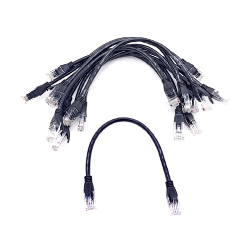 JZK 10x Schwarzes CAT 6 Ethernet Kabel, 30cm 10 Gbit/s Hochgeschwindigkeits Cat6 Patchkabel, LAN Netzwerk RJ45 Anschluss für Modem, Router, Computer, Laptop von JZK