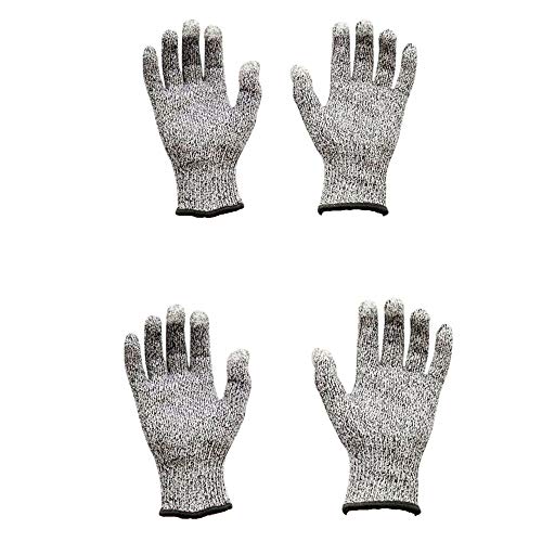 JZK 2 Paare schnittfeste Handschuhe Schutzstufe 5, Mittel & extra groß Schnittschutzhandschuhe, Arbeitshandschuhe für Küche Garten oder Beruf von JZK