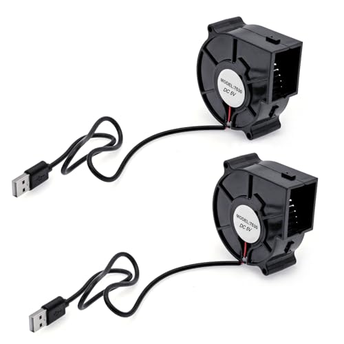JZK 2 STK 75x30 mm 75mm kleiner Turbinen Turbo Gebläseventilator 5V DC, 3000 U/min, 0.3 A, 7530 Mini USB Kühlventilator, 3D Druckergebläse Lüfter, 7.5 cm bürstenloser USB-Gleichstromlüfter von JZK