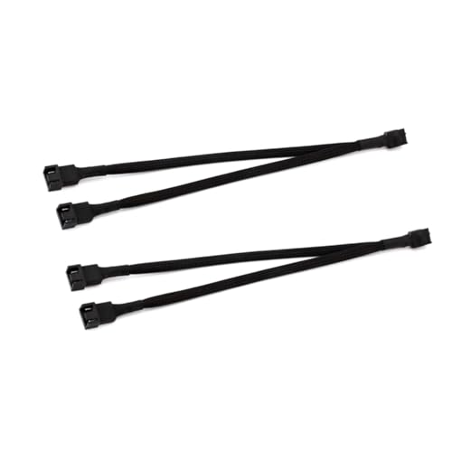 JZK 2 Stück 26 cm 2-Wege-4-Pin-PWM-Lüfter-Splitterkabel, 4-Pin-PWM-Lüfter-Y-Kabel, 1-zu-2-Lüfter-Splitter-Verlängerungskabel für Computergehäuselüfter, Motherboard von JZK