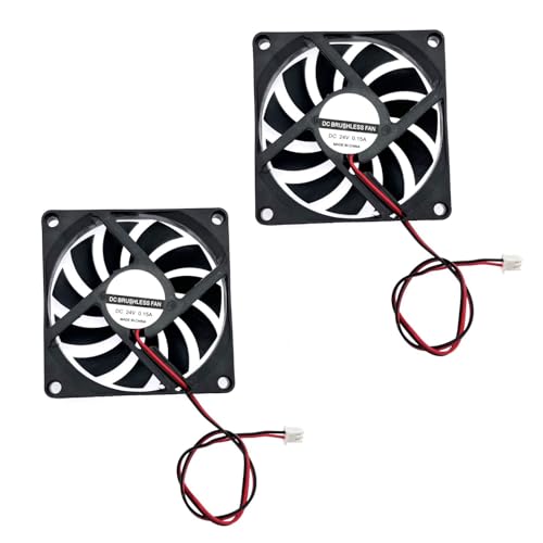 JZK 2 Stück DC 24V 8010 Silent Cooling Fan mit Drähten, PC-Lüfter 80mm, Computergehäuselüfter 8cm x 8cm x 1cm, DC Brushless Fan 24V, 3D-Drucker Lüfter mit Kabel JZK 2 Stück DC 24V 8010 Silent Cooling Fan mit Drähten, PC-Lüfter 80mm, Computergehäuselüfter 8cm x 8cm x 1cm, DC Brushless Fan 24V, 3D-Drucker Lüfter mit Kabel von JZK