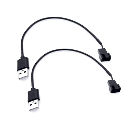JZK 2 Teiliges USB-zu-3-Pin/4-Pin-PWM 5V-USB-Lüfter-Netzteilkabel mit Hülle USB-zu-3-Pin/4-Pin-Gehäuselüfter-Anschlusskabel von JZK