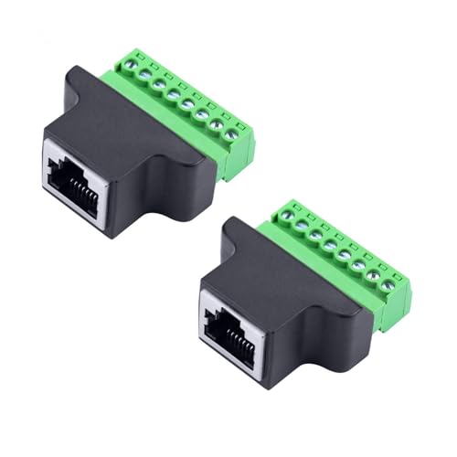 JZK 2 pcs Prise femelle RJ45 LAN vers connecteur de bornier de bloc RJ45 à 8 broches, connecteur de Prise réseau Ethernet RJ45 vers convertisseur de terminal de fil outils de réparation von JZK