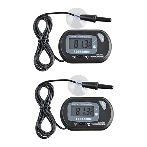 JZK 2 x Mini Digital Aquarium Thermometer mit Saugnapf, Sonde & Batterie, LCD-Display für Terrarium, Aquarium und Vivarium JZK 2 x Mini Digital Aquarium Thermometer mit Saugnapf, Sonde & Batterie, LCD-Display für Terrarium, Aquarium und Vivarium von JZK