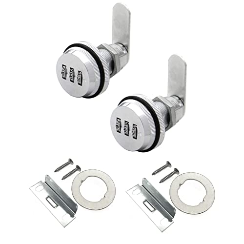 JZK 2 x Schloss Schrank 3-stelliger Code Mechanische Verriegelung Zahlenschloss Cam Lock für Schließfach Schranktür Aktenschrank Briefkasten Schubladenschrank von JZK