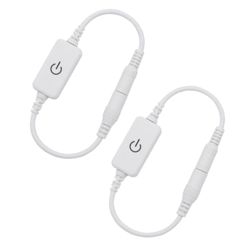 JZK 2 x weiße LED-Monochrom-Touch-Schalter, Dimmer, LED-Streifen, Helligkeitssteuerung, Ein/Aus-Schalter für DC 5 V–24 V, einfarbige Lichtleiste von JZK